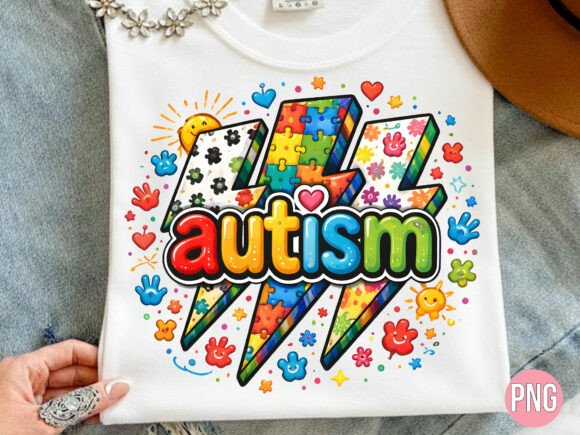 Autism Lightning Bolt Puzzle PNG for Creative Design