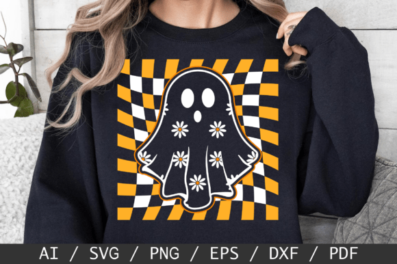 Checkered Daisy Ghost SVG, Halloween SVG: A Versatile Design for Creative Projects