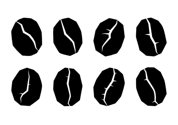 Coffee Bean Icons Black and White