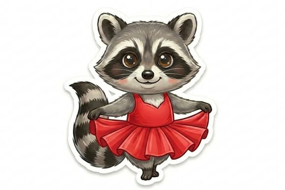 Cute Raccoon Girl Sticker PNG