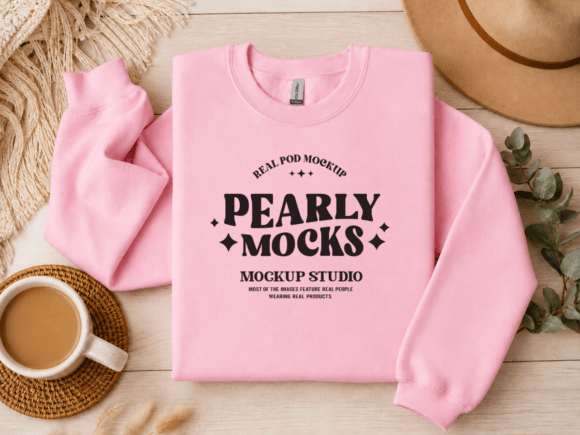 Gildan 18000 Light Pink Folded Mockup