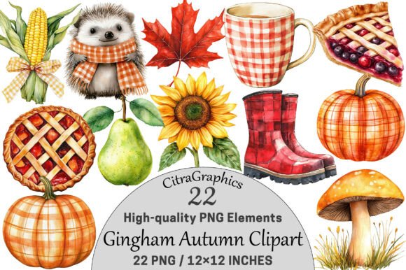 Gingham Autumn Clipart