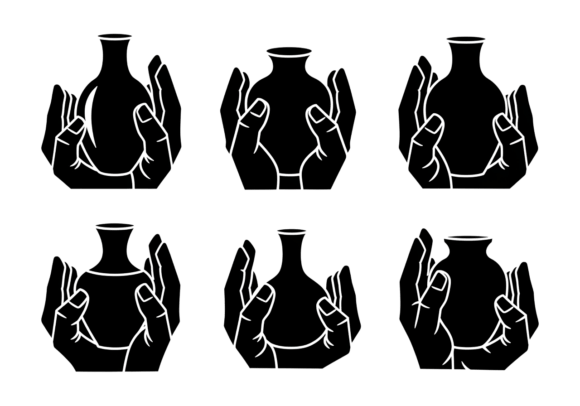 Hands Holding Vase Silhouette SVG