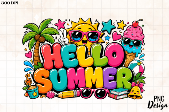 Hello Summer Sublimation PNG Design