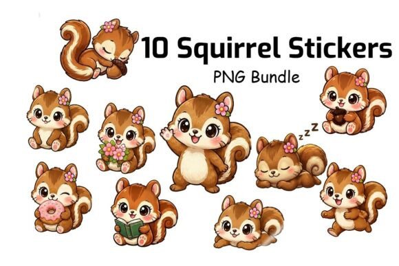 Kawaii Squirrel Sticker Bundle