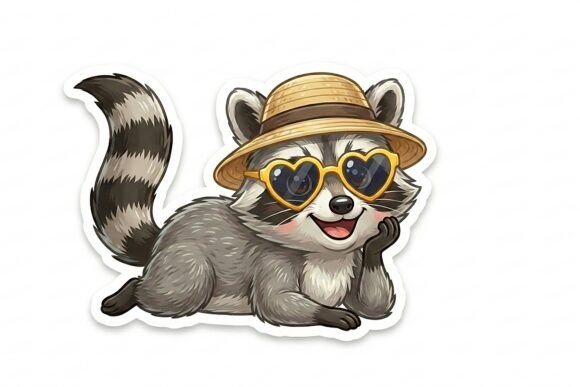 Laughing Raccoon Sticker PNG. Relax