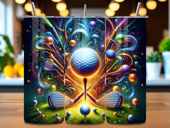 Neon Golf Club Ball Tumbler Wrap PNG: A Versatile Design for Custom Creations