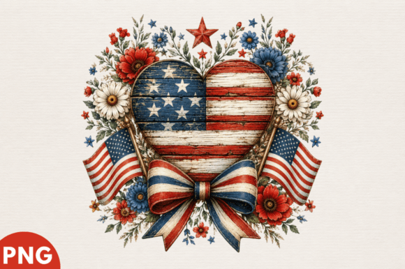Patriotic American Heart Clipart, USA PNG