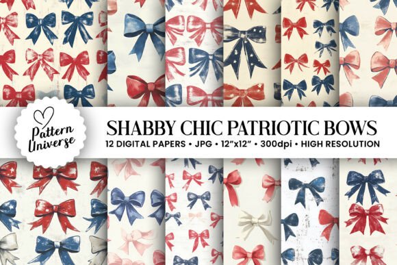 Shabby Chic Patriotic Bows Pattern: A Versatile Design for Creative Projects