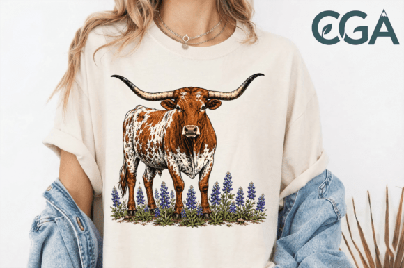 Texas Longhorn Bluebonnets PNG