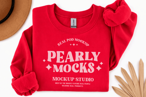 Transform Your Designs with Gildan 18000 Red Flat Lay Folded Mockup