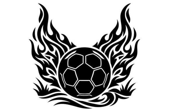 Tribal Soccer Ball on Fire SVG