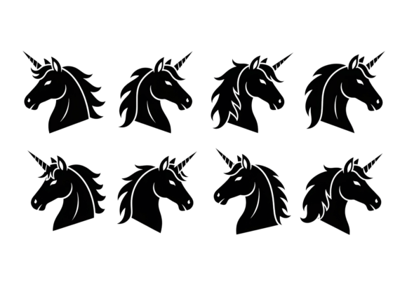 Unicorn Head Vector Graphics Set