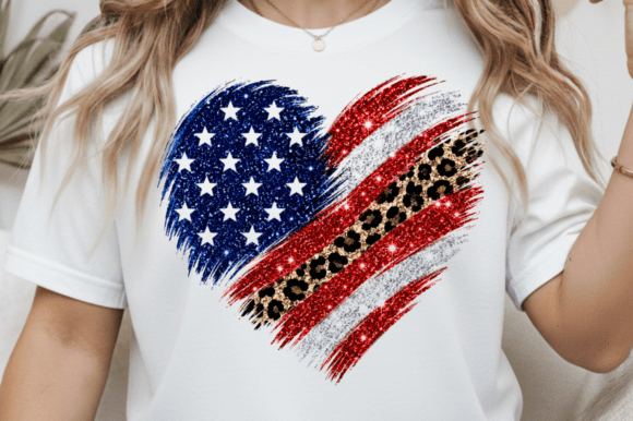 USA Flag Heart Brushstroke PNG