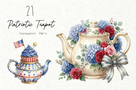 Watercolor Patriotic Teapot PNG: A Versatile Design Asset for Creative Projects