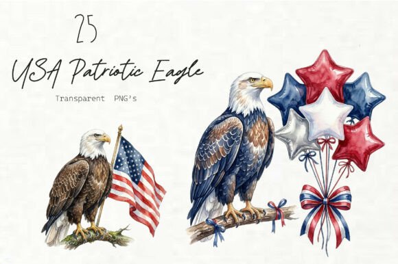 Watercolor USA Patriotic Eagle Clipart: A Versatile Resource for Creative Projects